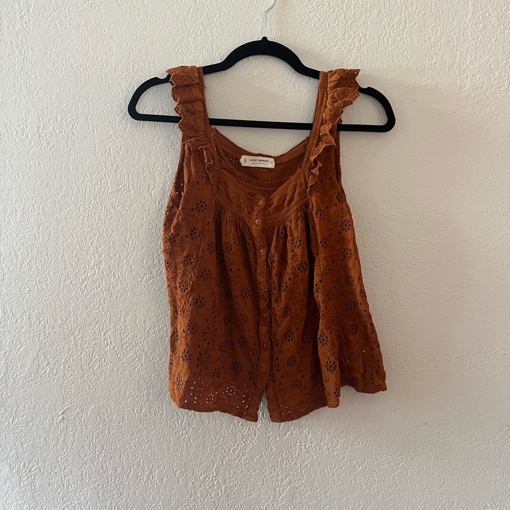 Lucky Brand Orange Eyelet Tank